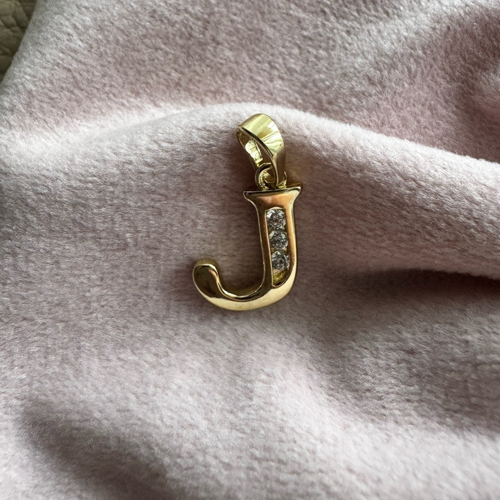 Gold filled Initial 'J' Pendant with Crystals
